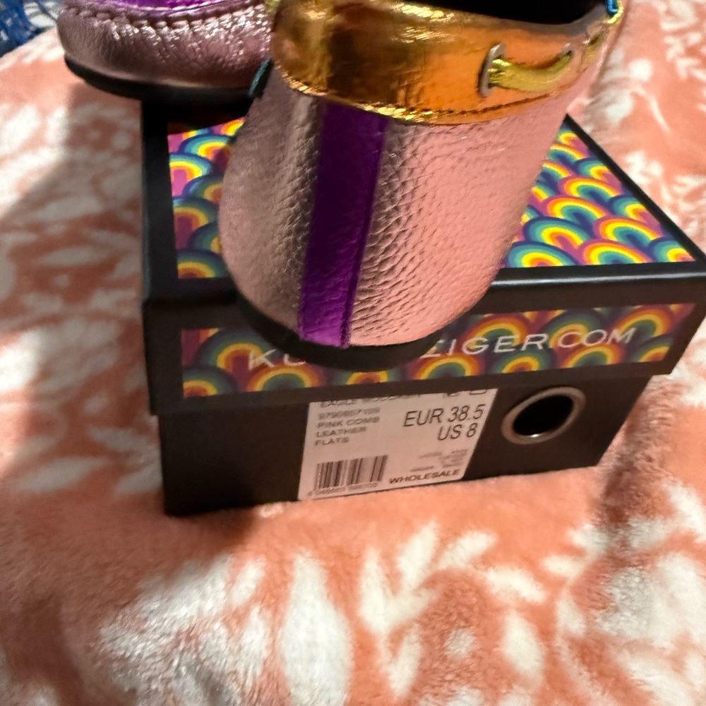 Metallic Pink and Gold Loafers